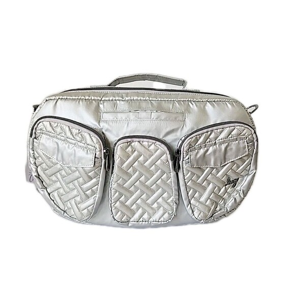 Lug Railcar Crossbody Tote Bag Metallic Silver Adjustable Removeable Strap RFID - Picture 1 of 12
